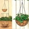 Black Metal Wire Hanging Basket with Coco Mat Liner - 12-Inch Diameter